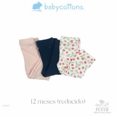 Set de 3 leggings rosa, azul y fresas 12 meses (reducidos) Baby Cottons