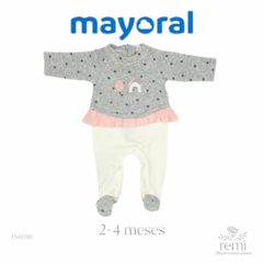 Mameluco gris, blanco, rosa con casita 2-4 meses Mayoral