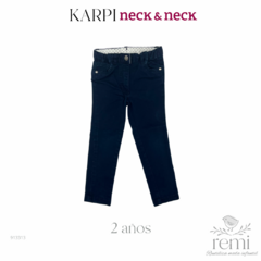 Conjunto pantalón y suéter tejido café con detalles azul marino 2 años Karpi y Neck&Neck - comprar en línea