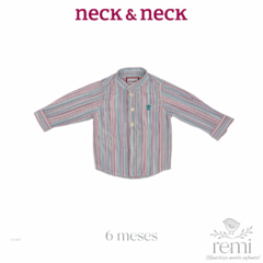 Conjunto 2 piezas camisa líneas colores y peto color acqua 6 meses Neck & Neck - comprar en línea