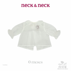 Blusa blanca cuello bordado 0 meses Neck & Neck