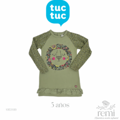Vestido sudadera verde con león 5 años Tuc Tuc