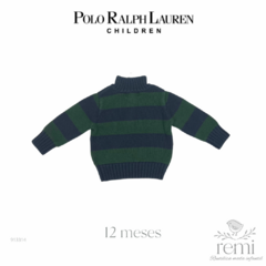 Suéter líneas azul marino y verdes con zipper 12 meses Polo Ralph Lauren - comprar en línea