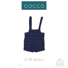 Conjunto 2 piezas camisa/body líneas azules y blancas y peto franela azul marino con líneas rojas 12-18 meses Gocco - comprar en línea