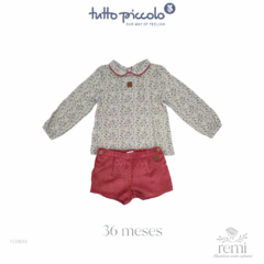 Conjunto 2 piezas camisa ramitas y short pana 36 meses Tutto Piccolo