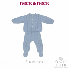 Conjunto 2 piezas jersey y polaina de punto azul 3-6 meses Neck & Neck