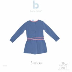 Vestido azul con detalles rosas y cuello blanco 5 años Bella Bliss - comprar en línea