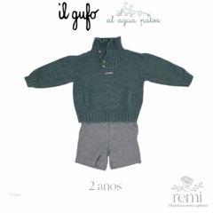 Conjunto suéter verde con short gris 2 años Il gufo y Al agua Patos