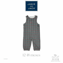 Overall micro pana gris con líneas rojas y blancas 12-18 meses Janie and Jack