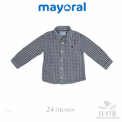 Camisa de cuadritos blancos con rayas azules y rojas 24 meses Mayoral