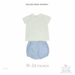 Conjunto 2 piezas jubón blanco y pololo azul 18-24 meses Dulces Moda Infantil - comprar en línea