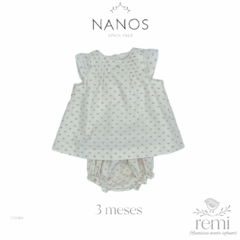 Vestido blanco plumeti rosa con cubre pañal 3 meses Nanos