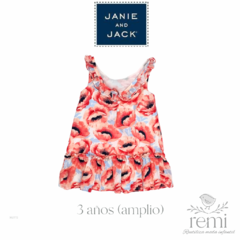 Vestido flores coral y detalles azules 3 años (amplio) Janie and Jack - comprar en línea