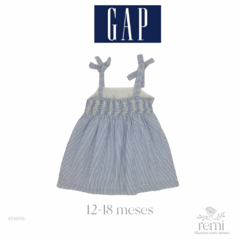 Vestido líneas azules y blancas con flores bordadas 12-18 meses Baby Gap - comprar en línea