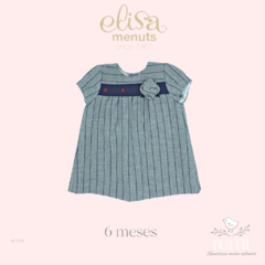 Vestido gris con detalles azul marino 6 meses Elisa Menuts