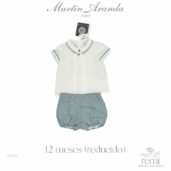 Conjunto 2 piezas camisa blanca y short azul 12 meses Martín Aranda