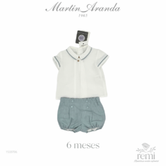 Conjunto 2 piezas camisa blanca y short azul 6 meses Martín Aranda