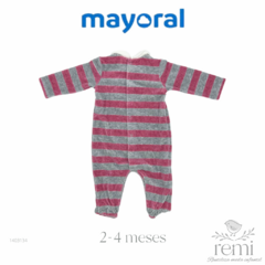 Mameluco fleece líneas rosas y grises con decoración flores 2-4 meses Mayoral - comprar en línea