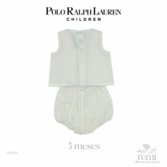 Conjunto 2 piezas blusa y pololo blancos con bordado azul 3 meses Polo Ralph Lauren - comprar en línea