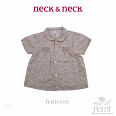 Camisa rosa con mini florecitas 6 meses Neck & Neck