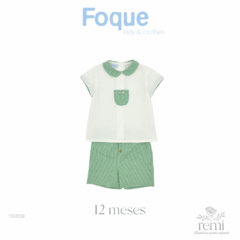 Conjunto 2 piezas camisa blanca y short líneas verdes 12 meses Foque