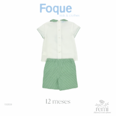 Conjunto 2 piezas camisa blanca y short líneas verdes 12 meses Foque - comprar en línea