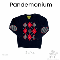 Suéter azul con rombos rojos 3 años Pandemonium