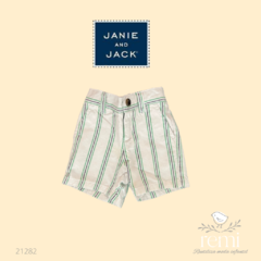 Short blanco con rayas verdes y azul 3-6 meses Janie and Jack
