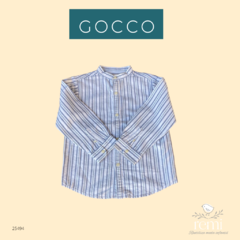 Camisa blanca con líneas azul y verdes 3-4 años Gocco