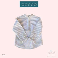 Camisa blanca con líneas color mostaza 3-4 años Gocco