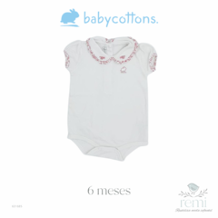 Body blanco con cuello rojo y jeans 6 meses Baby Cottons en internet