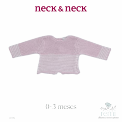Jubón de punto rosa claro con lineas blancas 0-3 meses Neck&Neck