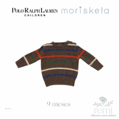 Conjunto peto pana café y suéter café con líneas de colores 9 meses Polo Ralph Lauren + Morisqueta - comprar en línea