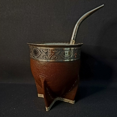 Mate Imperial premium base de alpaca con bombillón. - Distinguida Tradición | Marroquinería y Platería Criolla | Regalos exclusivos | San Rafael Mendoza