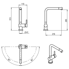 HMET JOCKEY MONOCOMANDO COCINA PICO RECT - comprar online