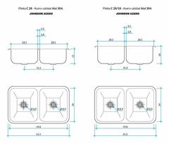JOHNSON PILETA DOBLE C28 60X34X15 - comprar online