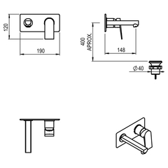 HMET RAPTOR MONOCOMANDO LAVATORIO PARED BLACK - comprar online