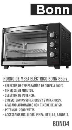HORNO ELECTRICO BONN 85L B-85 E - comprar online