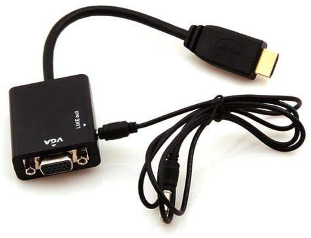 Conversor Adaptador VGA Macho para HDMI Fêmea c/ Áudio 1080P p/ PC HDTV  Monitor
