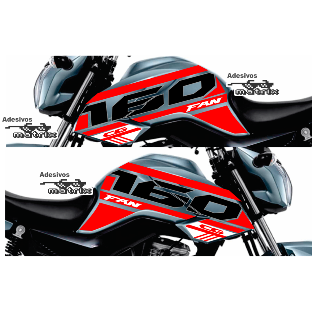 Jogo Adesivos Tanque Moto Honda Cg Fan 160 2018 Até 2020
