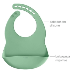 BABADOR EM SILICONE COM PEGA-MIGALHAS VERDE BUBA - comprar online