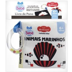 LIVRO DE PANO CONTRASTE COM CHOCALHO ANIMAIS MARINHOS TODO LIVRO