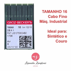 Caixa com 10 Agulhas Para Couro e Sintético - Máquina Industrial CABO FINO - Tamanho: 16