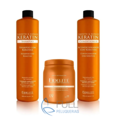 Fidelite Keratin Shampoo 900 g. + Máscara Capilar 1 kg. + Acondicionador 900 g.