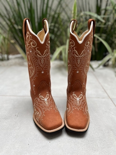 BOTA TEXANA TRIBAL BEGE COURO HORSE TELHA - comprar online