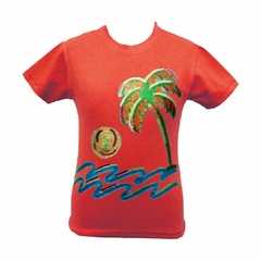 Remera manga corta estampa playa gliter!