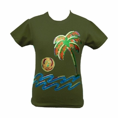 Remera manga corta estampa playa gliter!