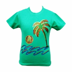 Remera manga corta estampa playa gliter! - comprar online