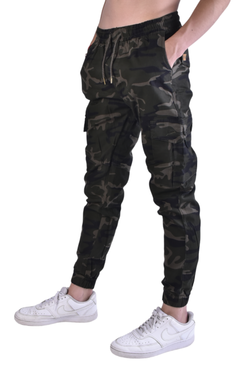 Pantalones Jogger Cargo Camuflado Tela Rígida