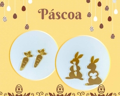 Kit 10 Apliques para Doces em Acrílico Dourado (Páscoa)